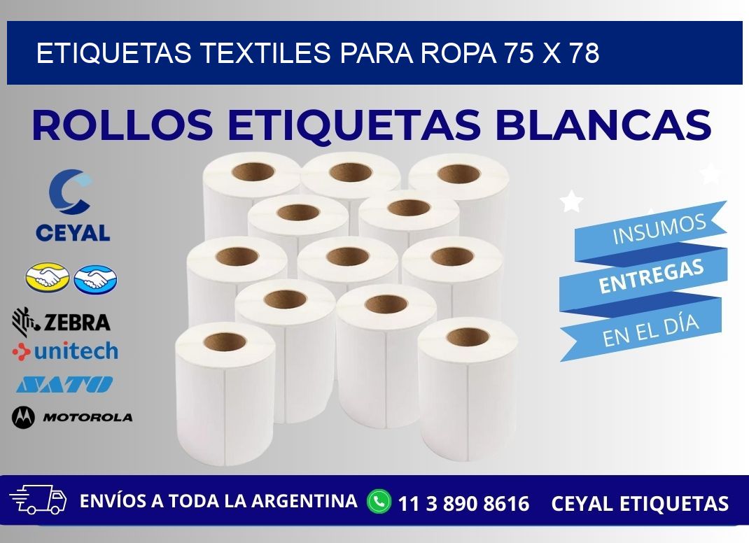 ETIQUETAS TEXTILES PARA ROPA 75 x 78