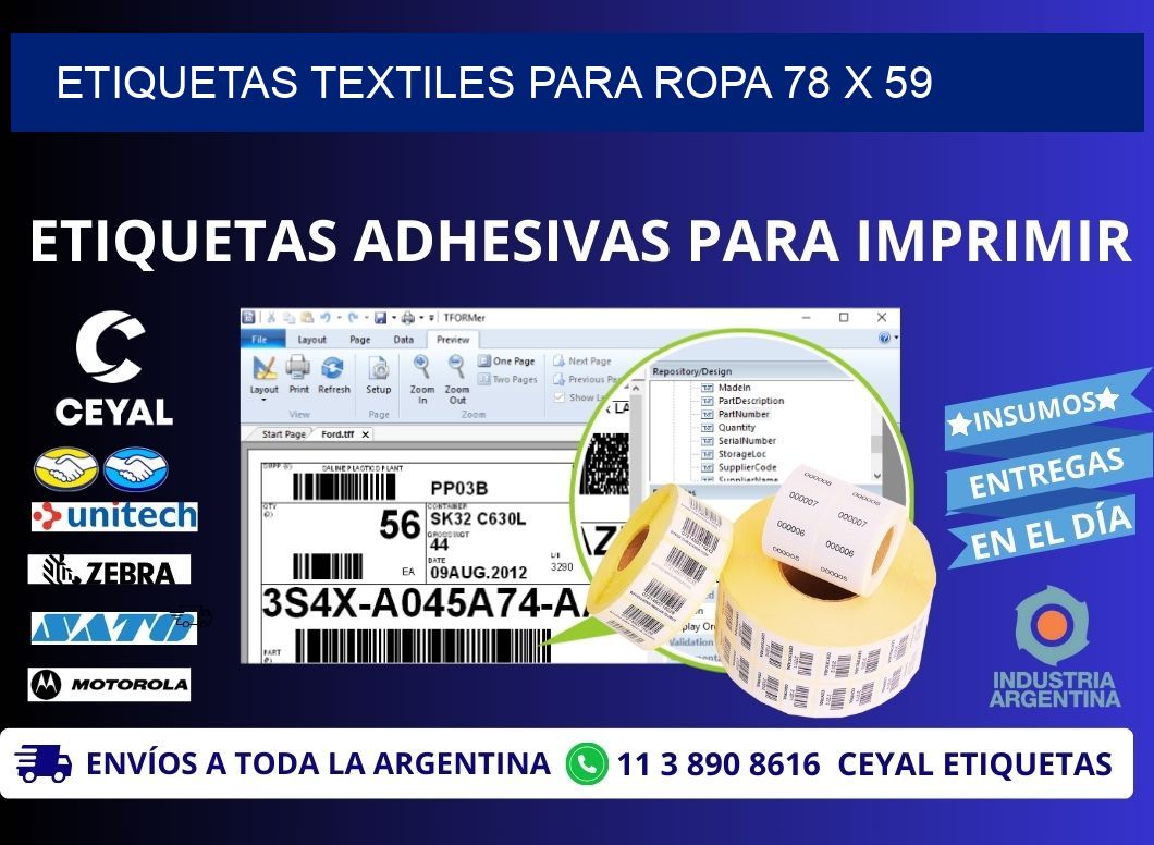 ETIQUETAS TEXTILES PARA ROPA 78 x 59