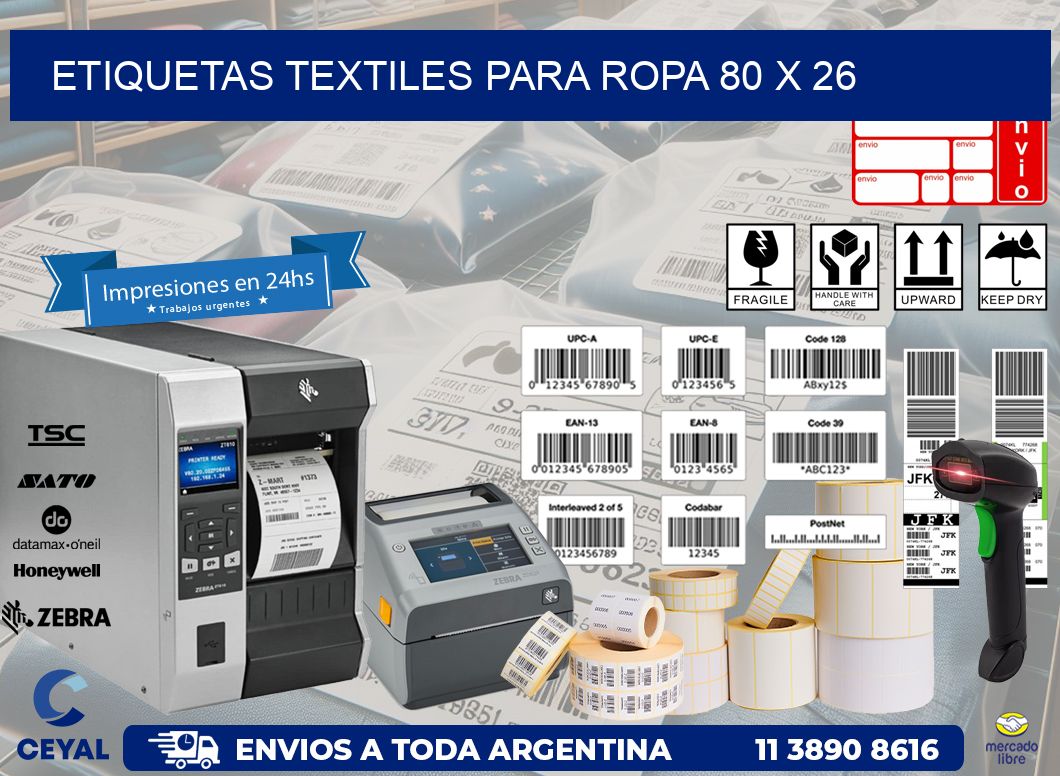 ETIQUETAS TEXTILES PARA ROPA 80 x 26