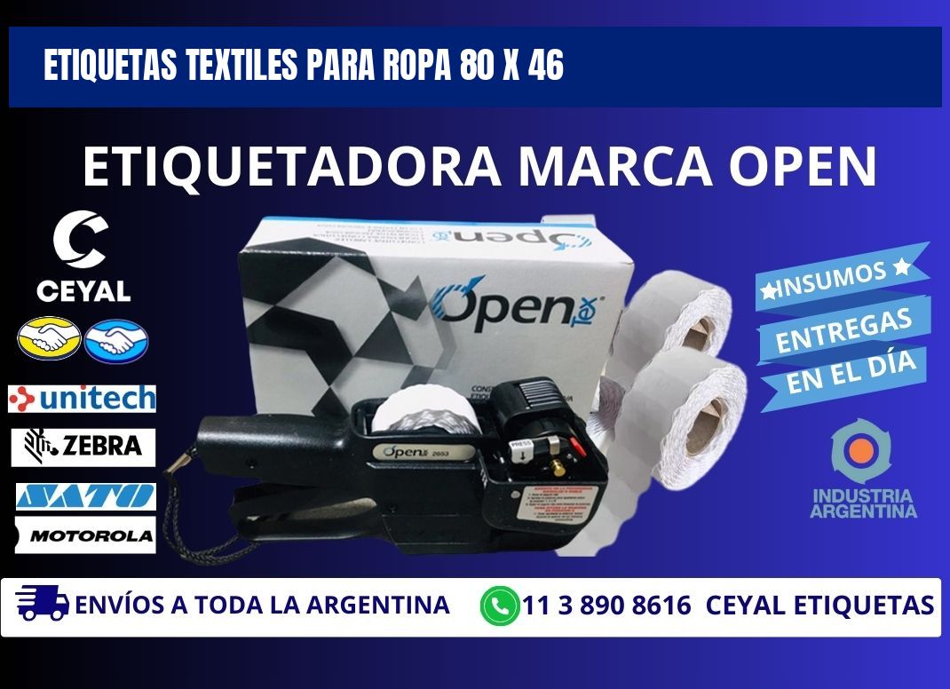 ETIQUETAS TEXTILES PARA ROPA 80 x 46