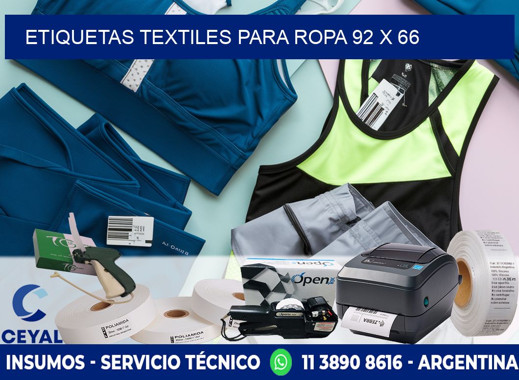 ETIQUETAS TEXTILES PARA ROPA 92 x 66