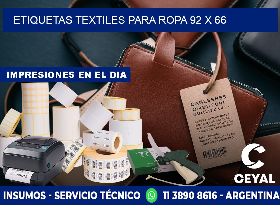 ETIQUETAS TEXTILES PARA ROPA 92 x 66