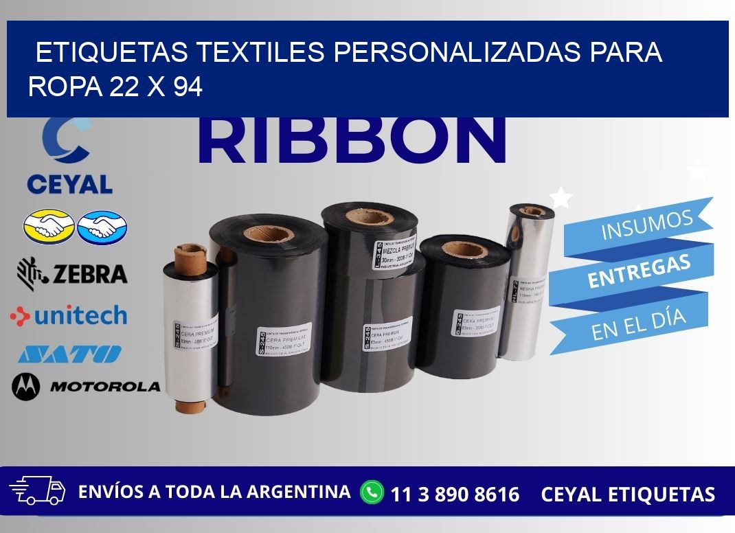 ETIQUETAS TEXTILES PERSONALIZADAS PARA ROPA 22 x 94