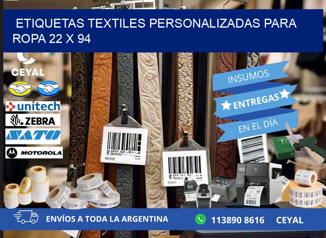 ETIQUETAS TEXTILES PERSONALIZADAS PARA ROPA 22 x 94