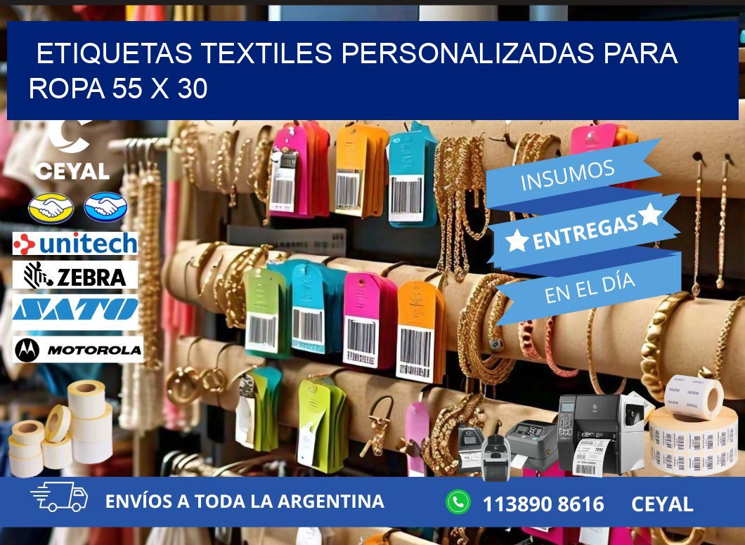 ETIQUETAS TEXTILES PERSONALIZADAS PARA ROPA 55 x 30