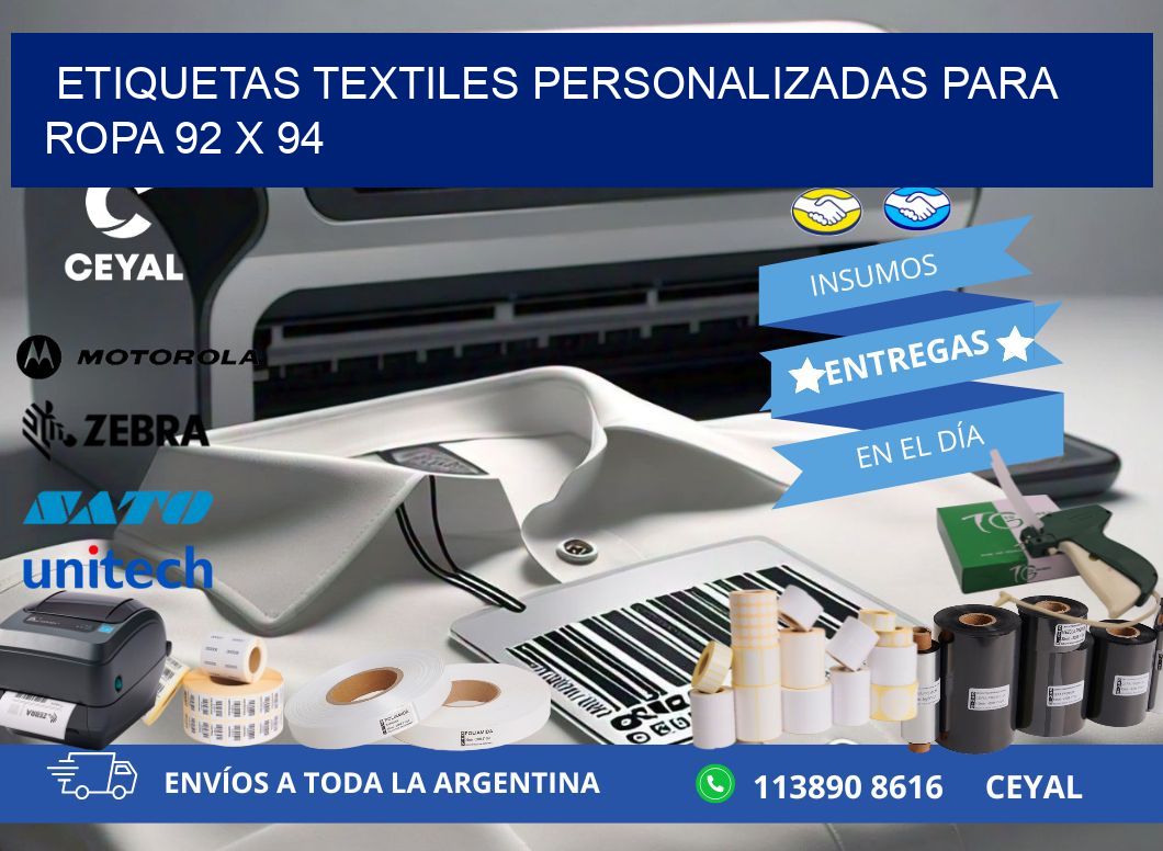 ETIQUETAS TEXTILES PERSONALIZADAS PARA ROPA 92 x 94