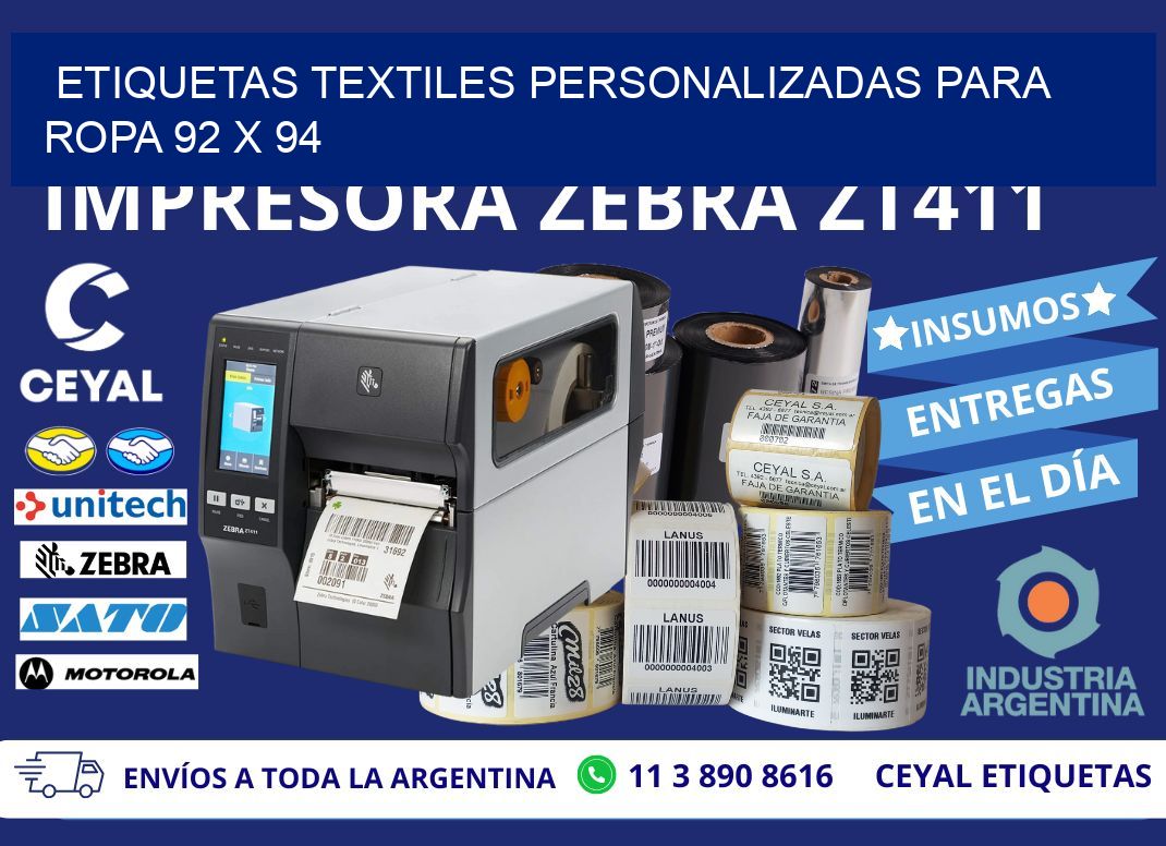 ETIQUETAS TEXTILES PERSONALIZADAS PARA ROPA 92 x 94