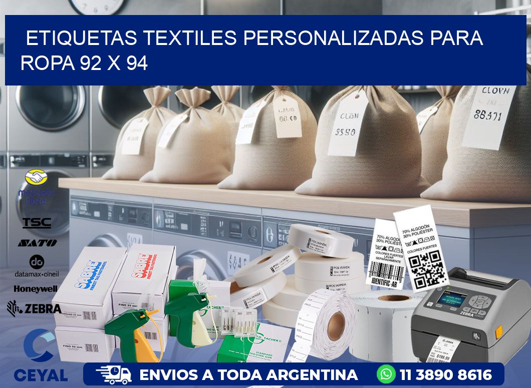ETIQUETAS TEXTILES PERSONALIZADAS PARA ROPA 92 x 94