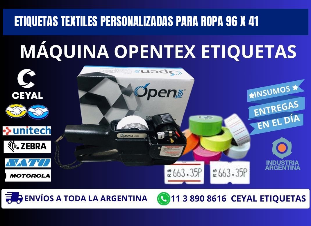 ETIQUETAS TEXTILES PERSONALIZADAS PARA ROPA 96 x 41