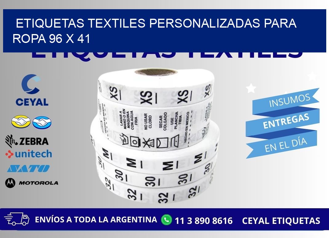 ETIQUETAS TEXTILES PERSONALIZADAS PARA ROPA 96 x 41