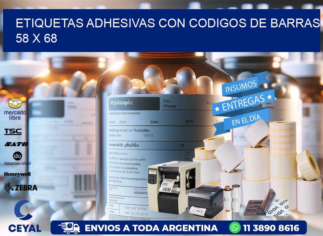 Etiquetas Adhesivas con Codigos de Barras  58 x 68