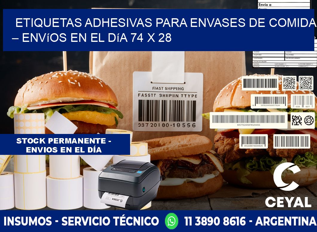 Etiquetas adhesivas para envases de comida – Envíos en el día 74 x 28