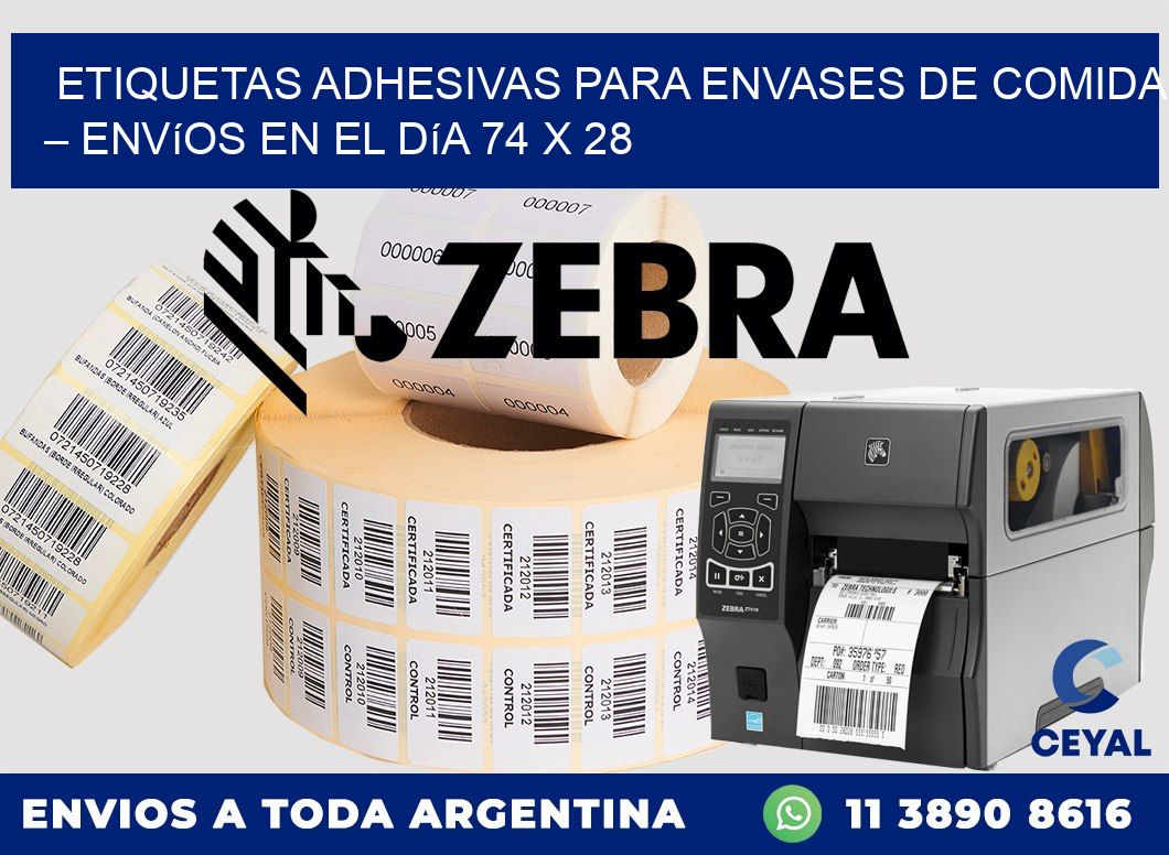 Etiquetas adhesivas para envases de comida – Envíos en el día 74 x 28