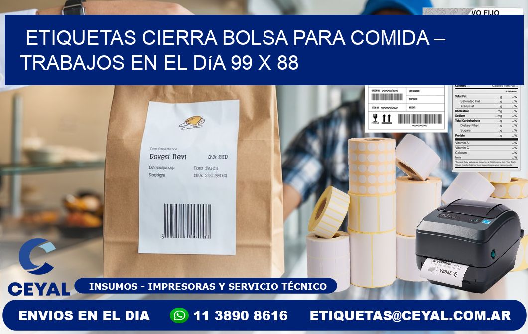 Etiquetas cierra bolsa para comida – Trabajos en el día 99 x 88