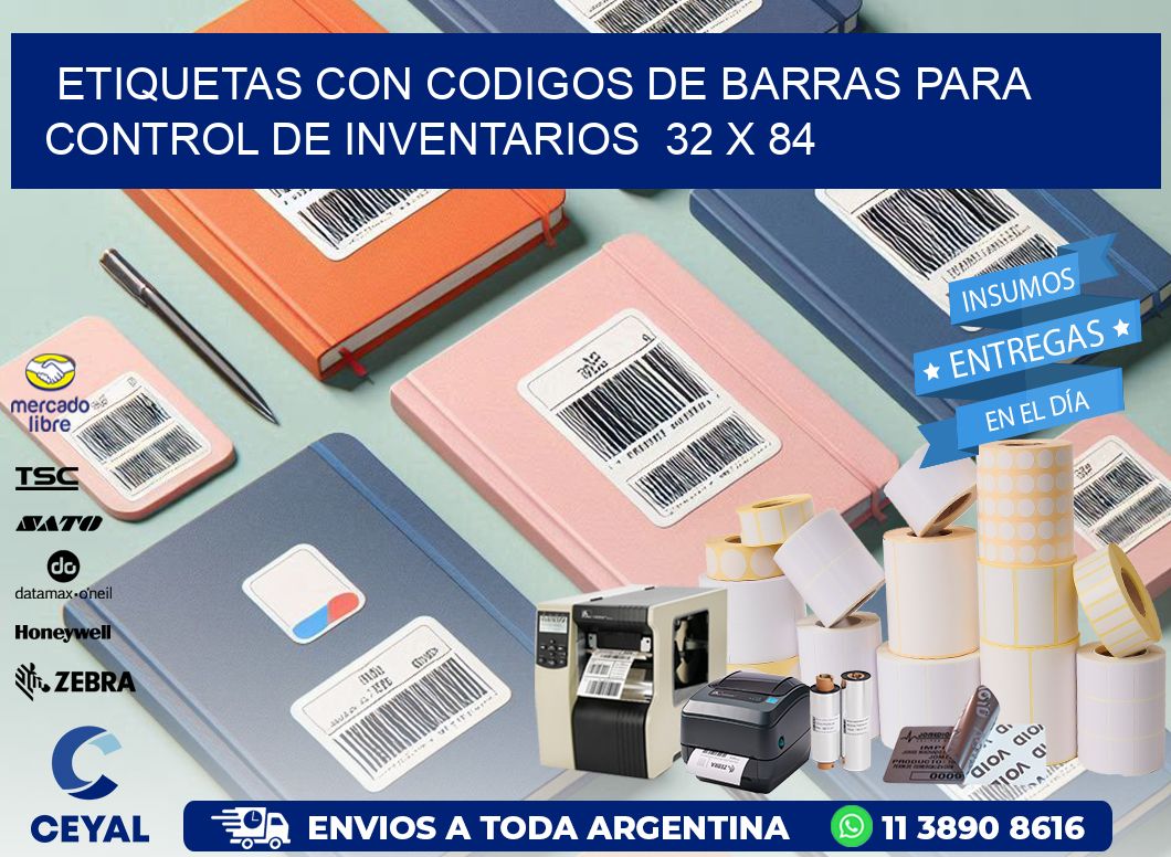 Etiquetas con Codigos de Barras para Control de Inventarios  32 x 84