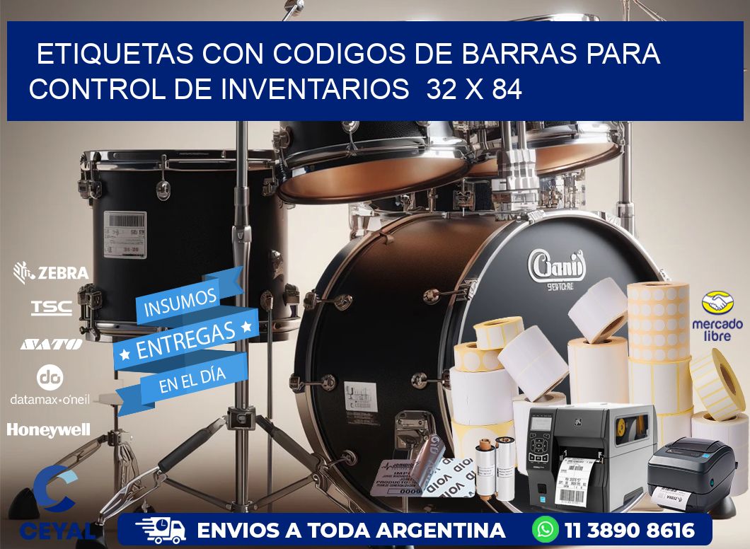 Etiquetas con Codigos de Barras para Control de Inventarios  32 x 84