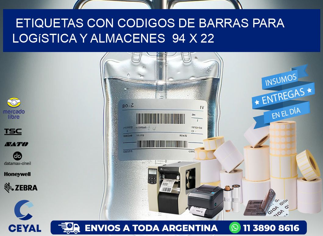 Etiquetas con Codigos de Barras para Logística y Almacenes  94 x 22