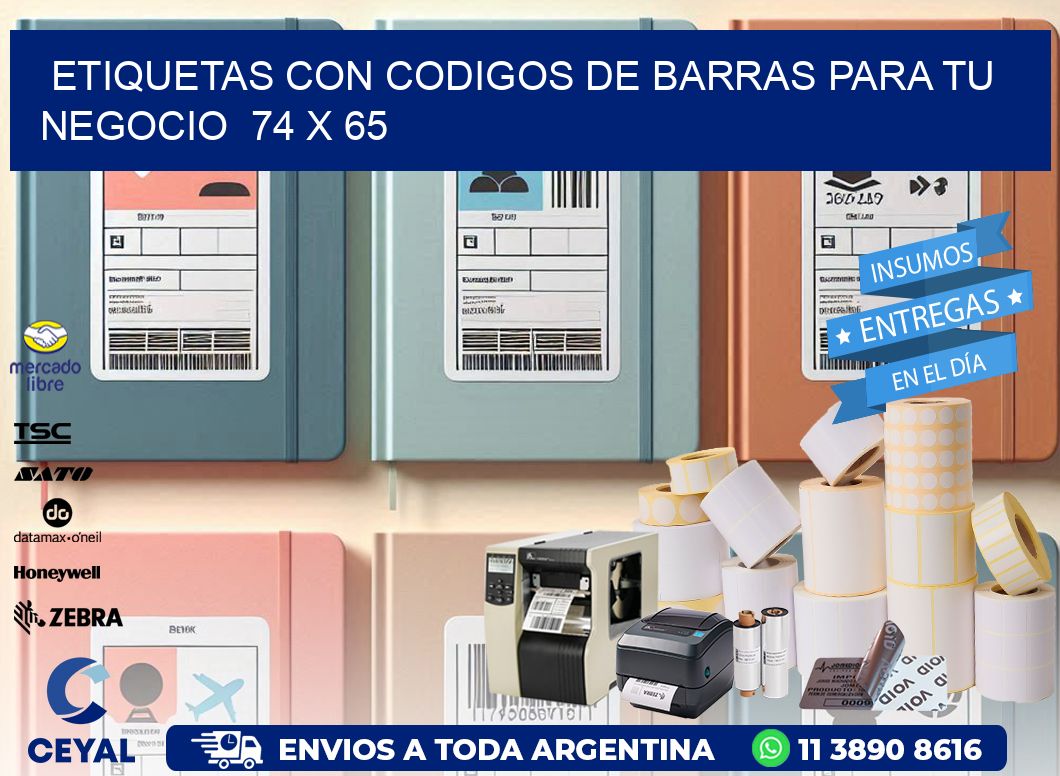 Etiquetas con Codigos de Barras para tu Negocio  74 x 65