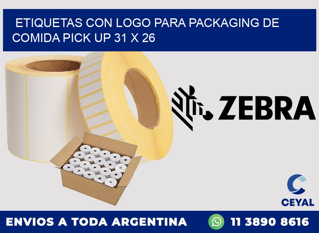 Etiquetas con logo para packaging de comida pick up 31 x 26