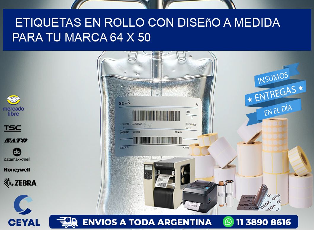 Etiquetas en Rollo con Diseño a Medida para tu Marca 64 x 50