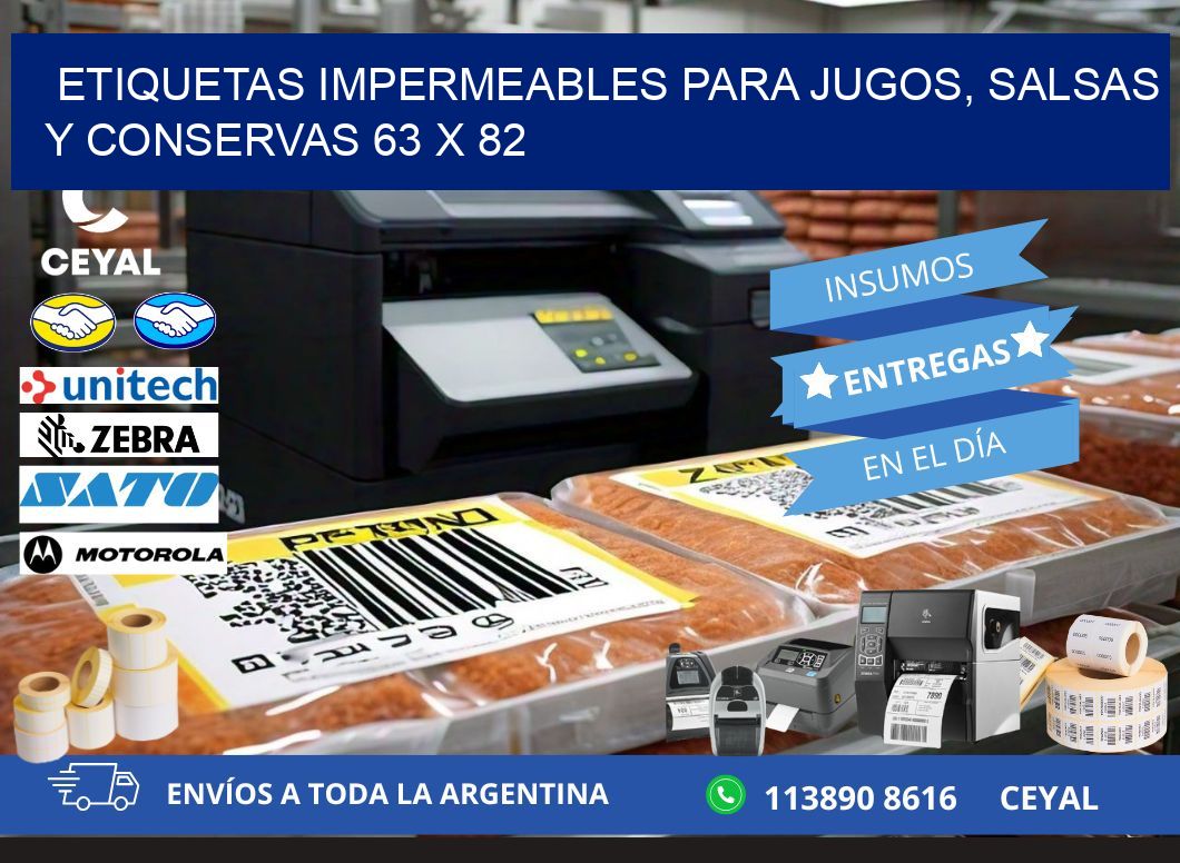 Etiquetas impermeables para jugos, salsas y conservas 63 x 82