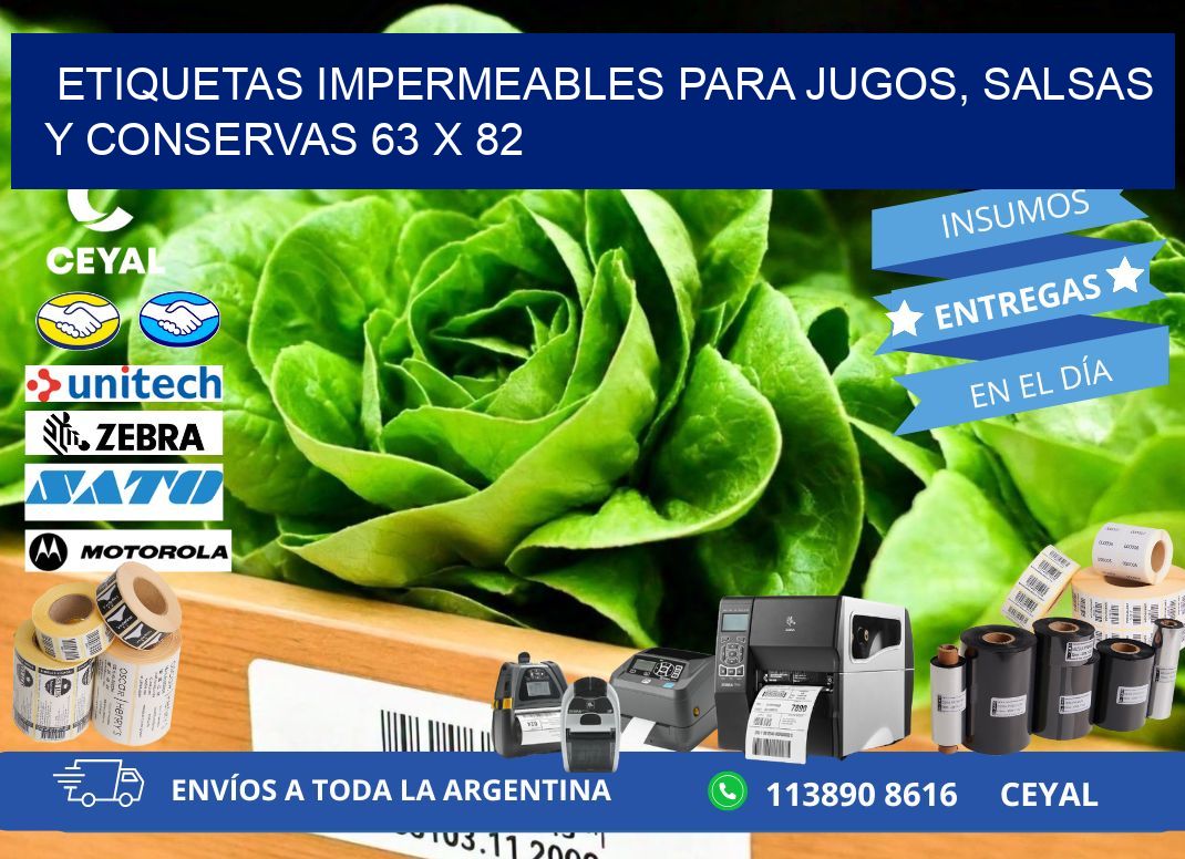 Etiquetas impermeables para jugos, salsas y conservas 63 x 82