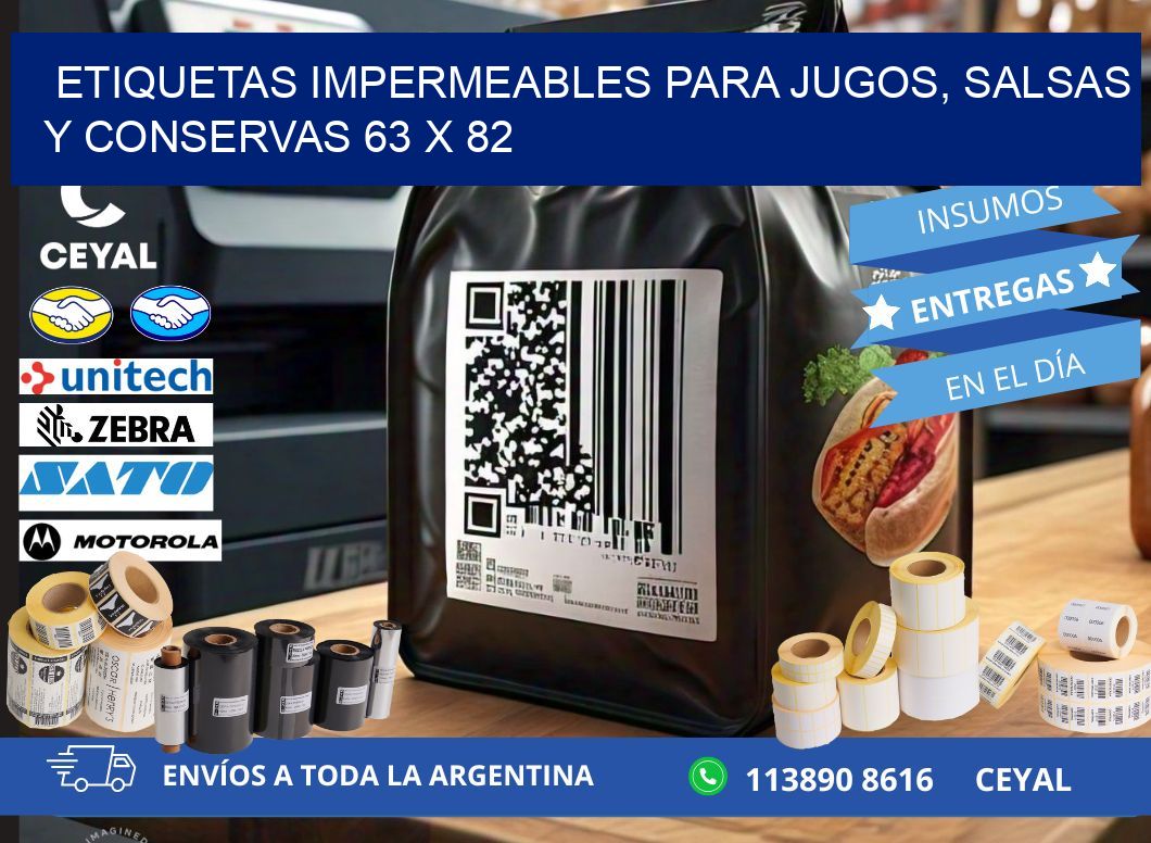 Etiquetas impermeables para jugos, salsas y conservas 63 x 82