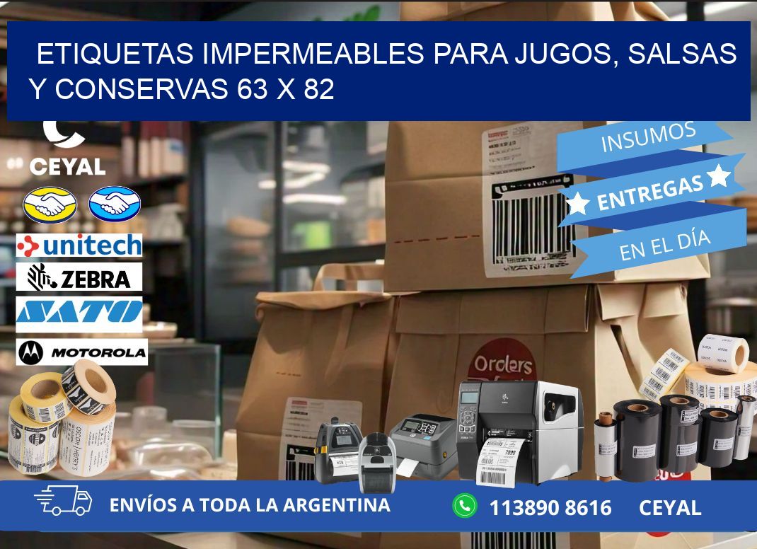 Etiquetas impermeables para jugos, salsas y conservas 63 x 82