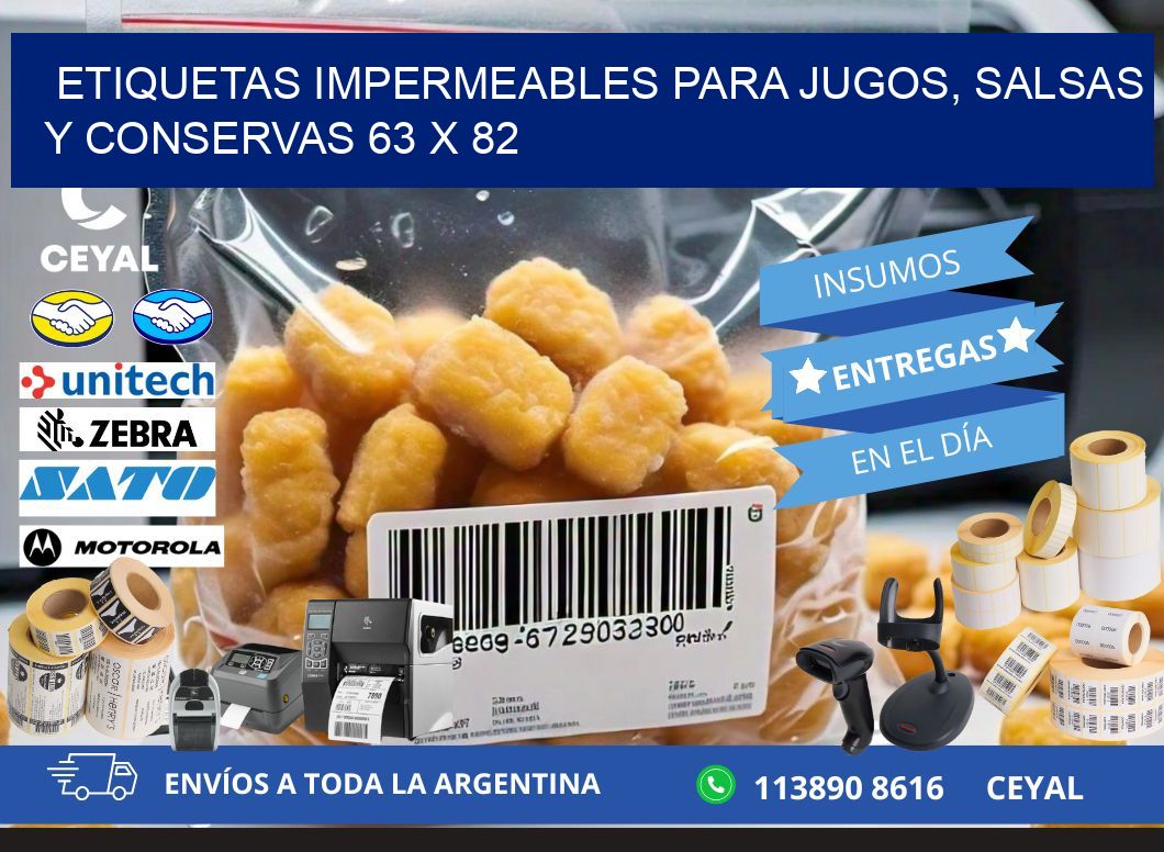 Etiquetas impermeables para jugos, salsas y conservas 63 x 82