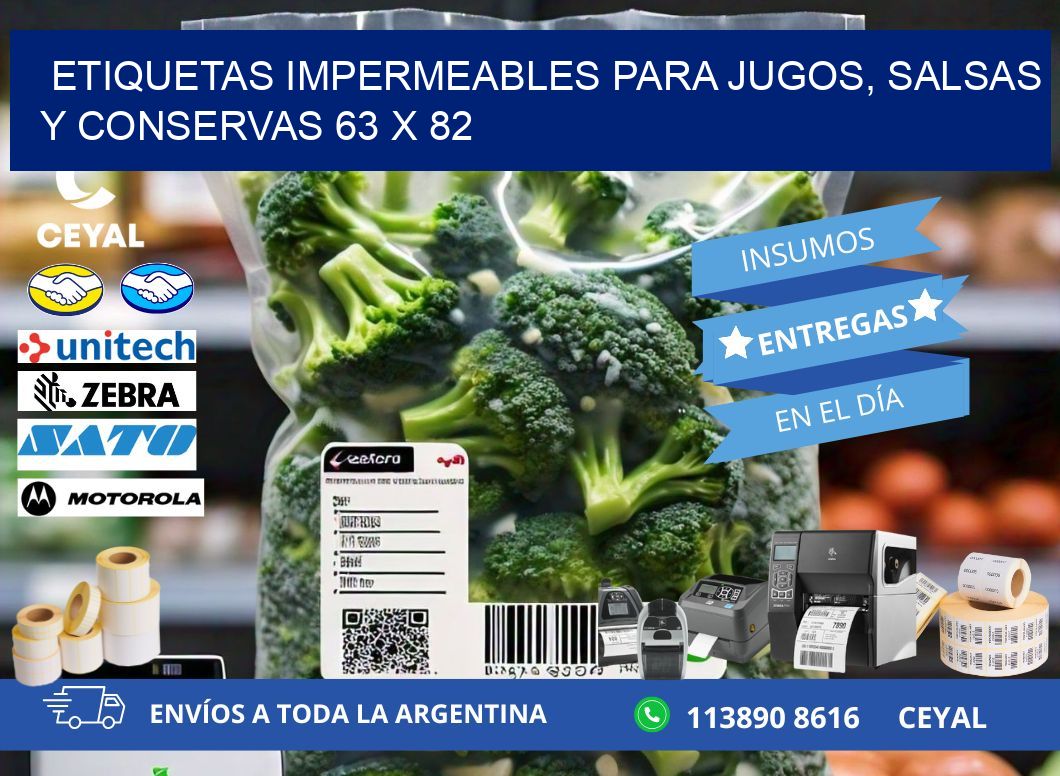 Etiquetas impermeables para jugos, salsas y conservas 63 x 82