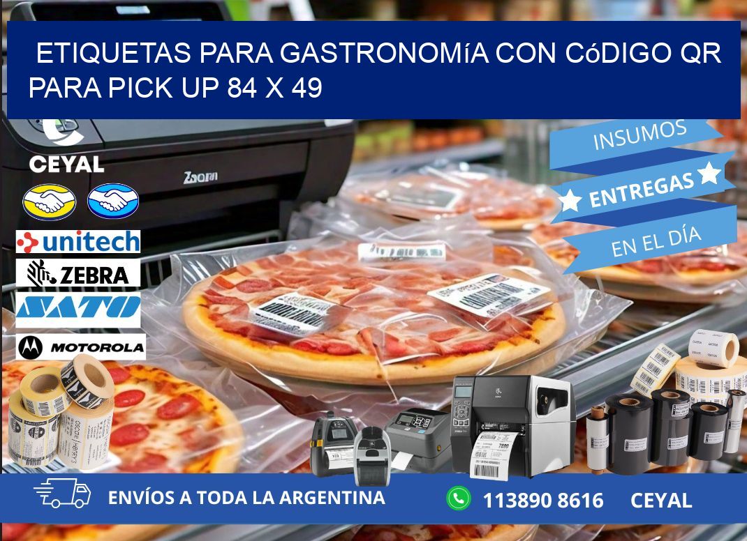 Etiquetas para gastronomía con código QR para pick up 84 x 49