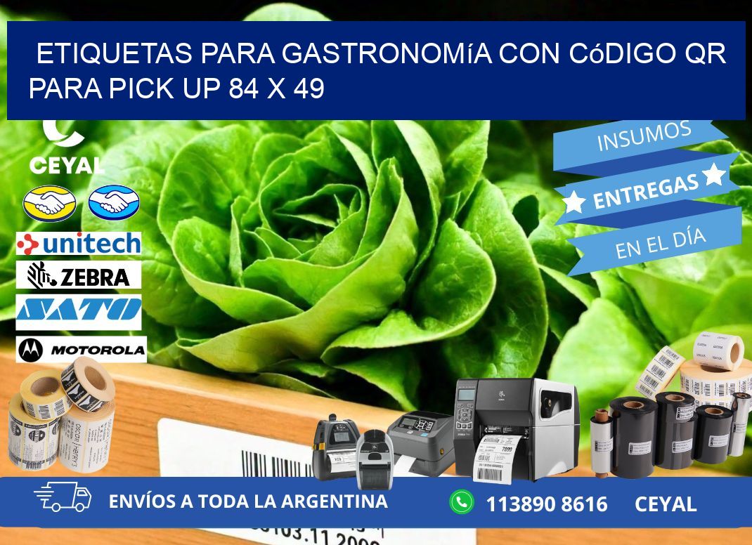 Etiquetas para gastronomía con código QR para pick up 84 x 49