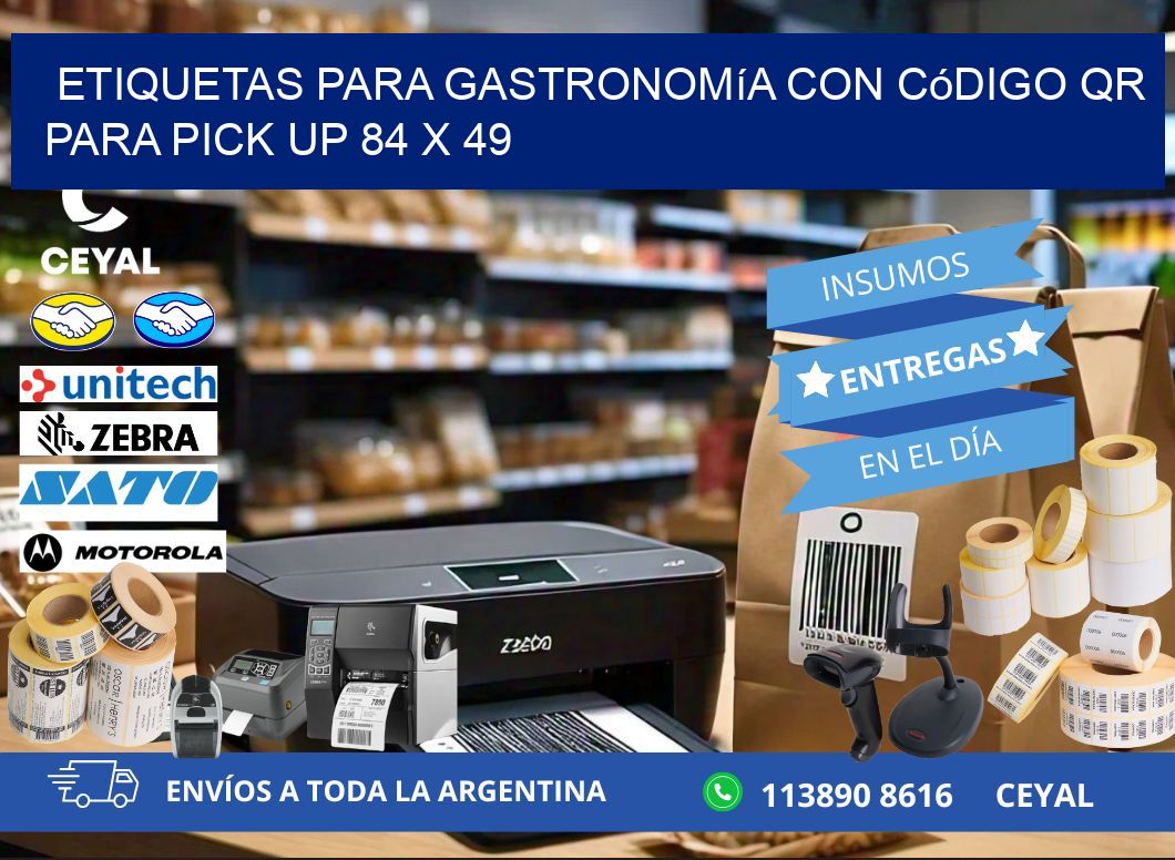 Etiquetas para gastronomía con código QR para pick up 84 x 49