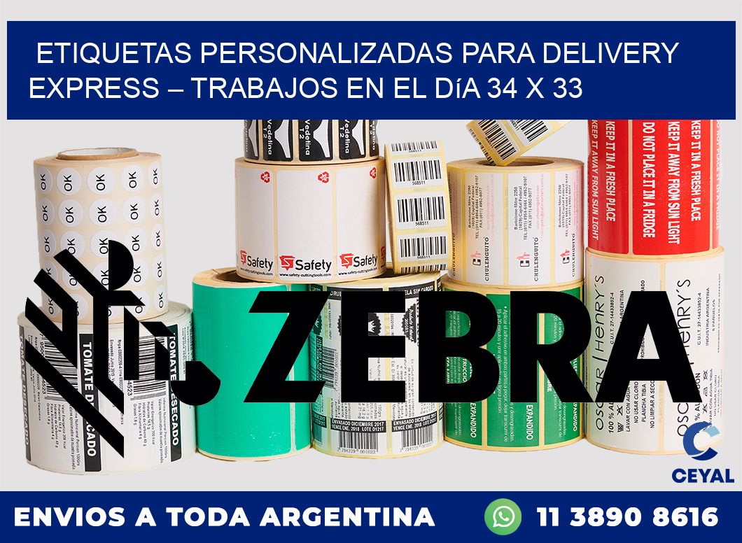 Etiquetas personalizadas para delivery express – Trabajos en el día 34 x 33