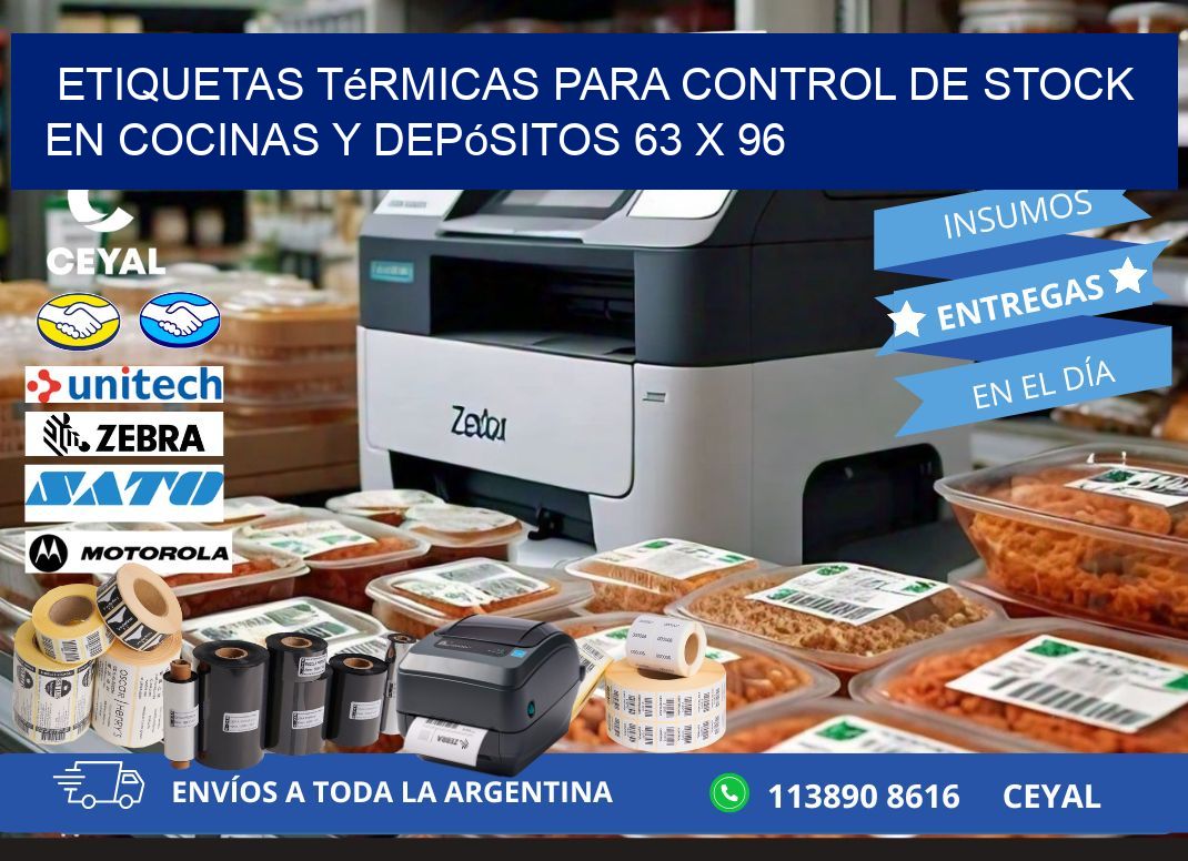 Etiquetas térmicas para control de stock en cocinas y depósitos 63 x 96