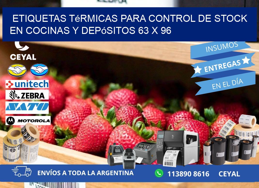 Etiquetas térmicas para control de stock en cocinas y depósitos 63 x 96