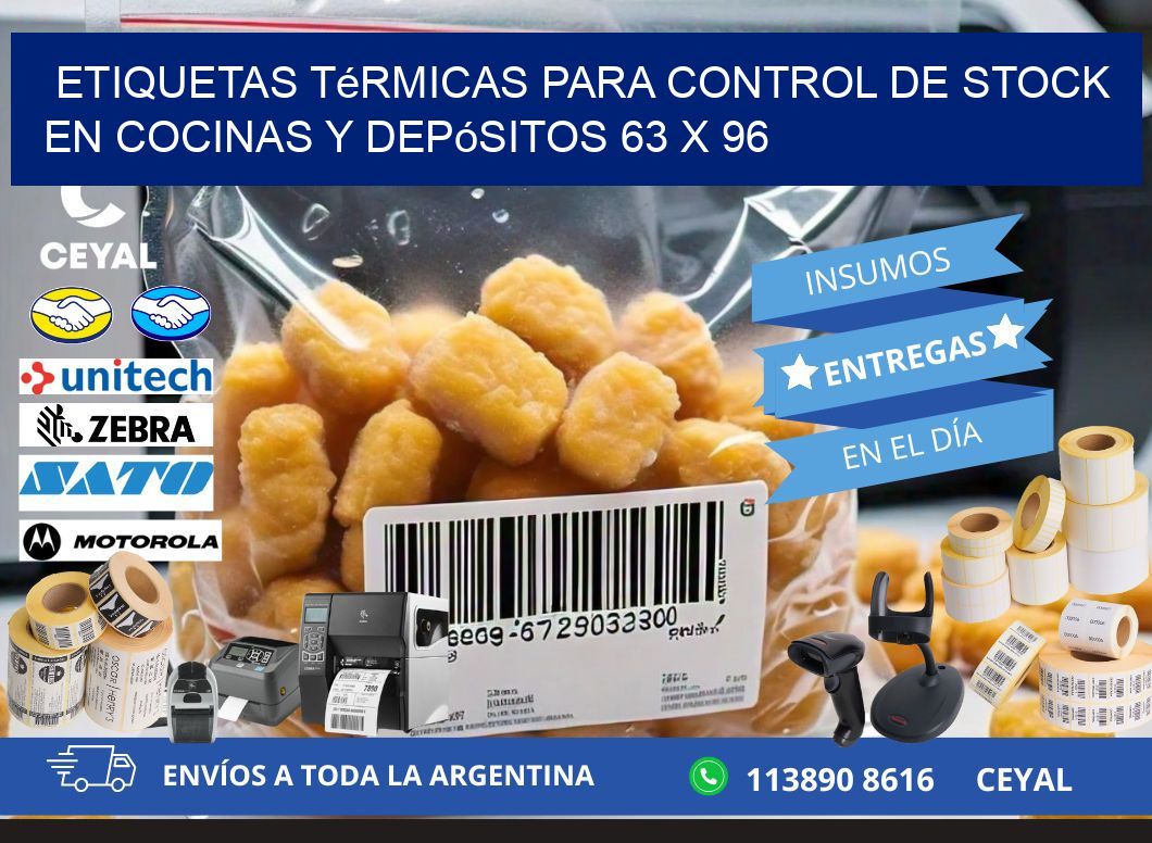 Etiquetas térmicas para control de stock en cocinas y depósitos 63 x 96