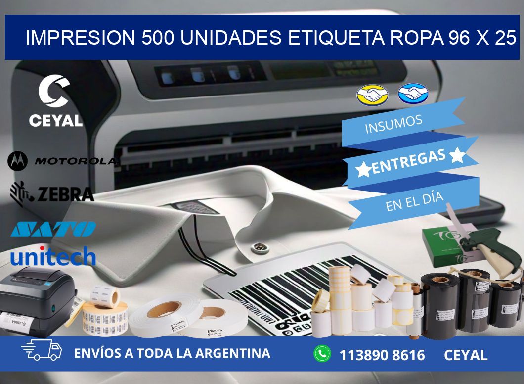 IMPRESION 500 UNIDADES ETIQUETA ROPA 96 x 25