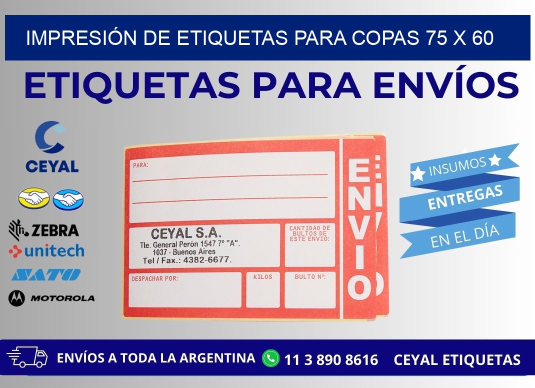 IMPRESIÓN DE ETIQUETAS PARA COPAS 75 x 60