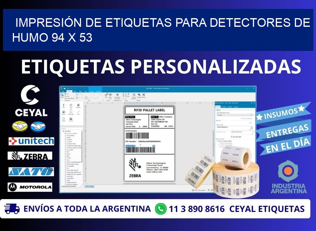 IMPRESIÓN DE ETIQUETAS PARA DETECTORES DE HUMO 94 x 53