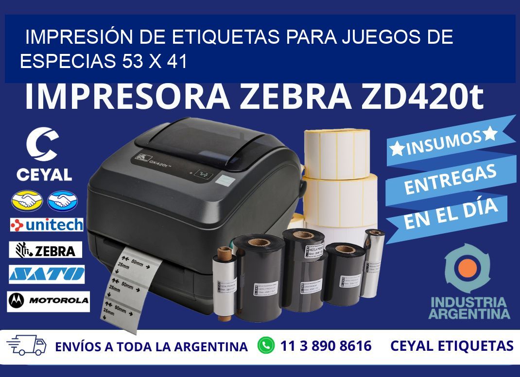 IMPRESIÓN DE ETIQUETAS PARA JUEGOS DE ESPECIAS 53 x 41