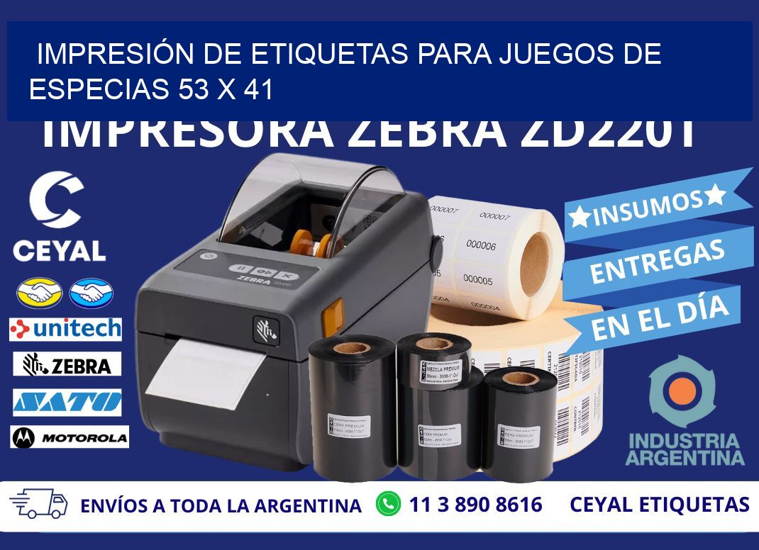 IMPRESIÓN DE ETIQUETAS PARA JUEGOS DE ESPECIAS 53 x 41