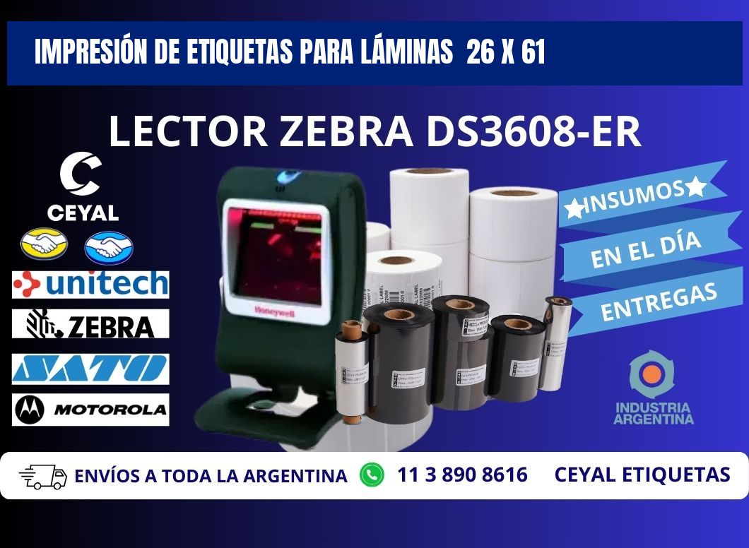 IMPRESIÓN DE ETIQUETAS PARA LÁMINAS  26 x 61