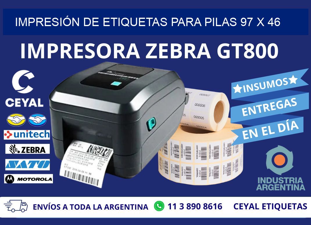 IMPRESIÓN DE ETIQUETAS PARA PILAS 97 x 46