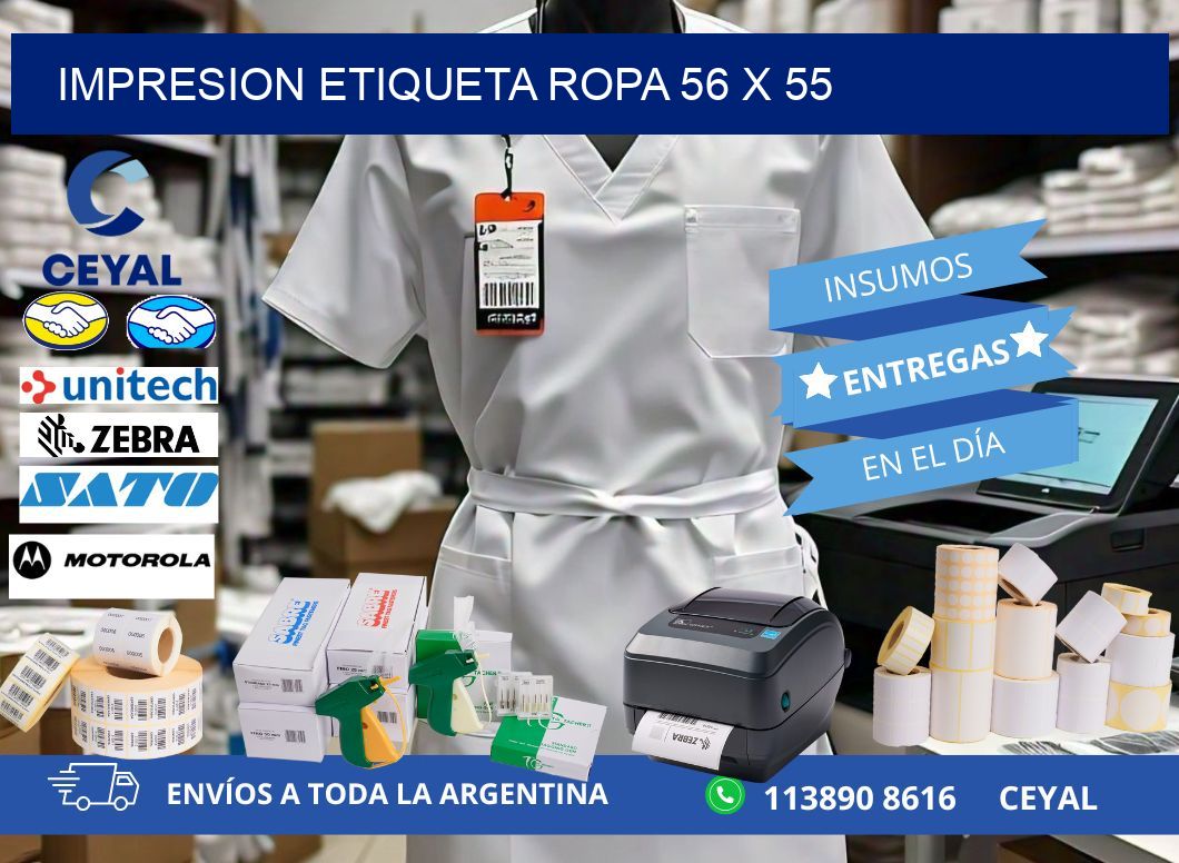 IMPRESION ETIQUETA ROPA 56 x 55