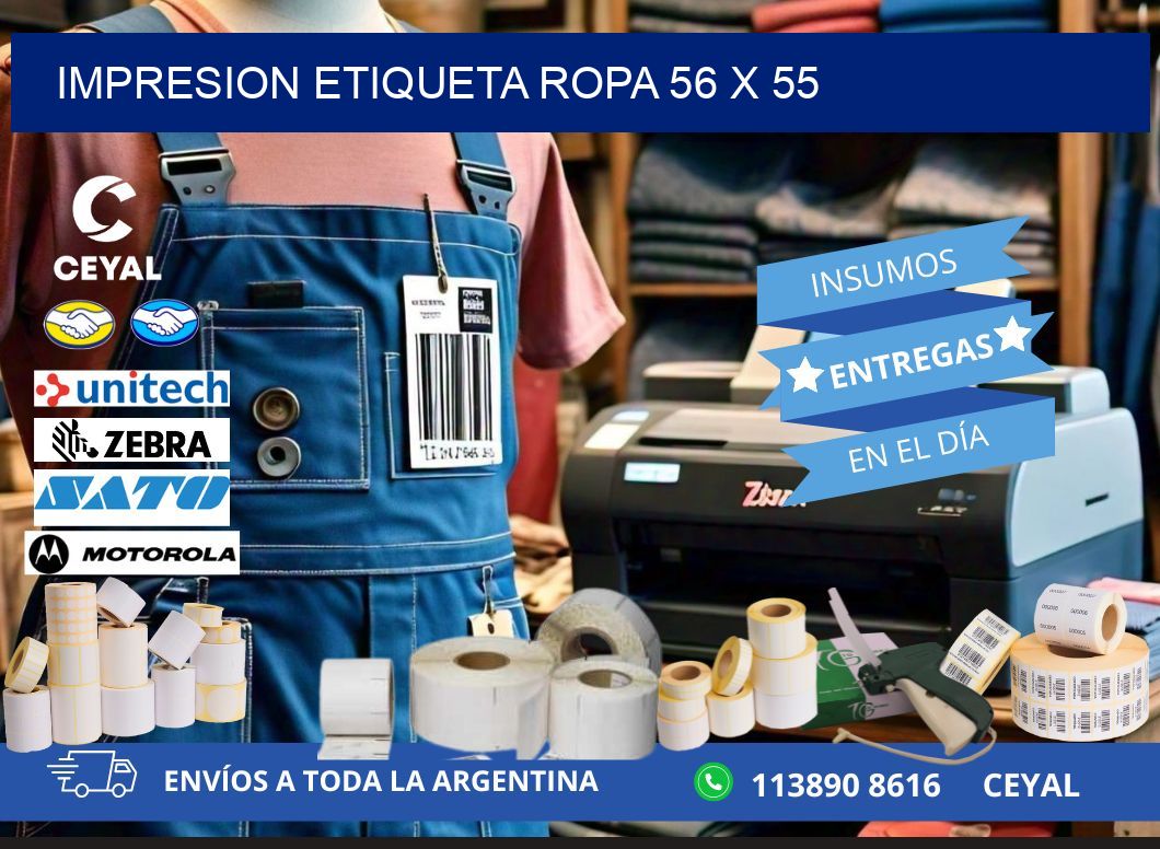 IMPRESION ETIQUETA ROPA 56 x 55