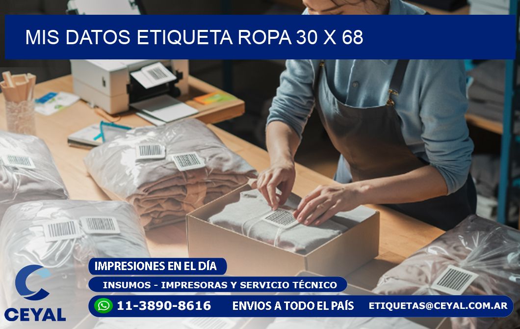 MIS DATOS ETIQUETA ROPA 30 x 68