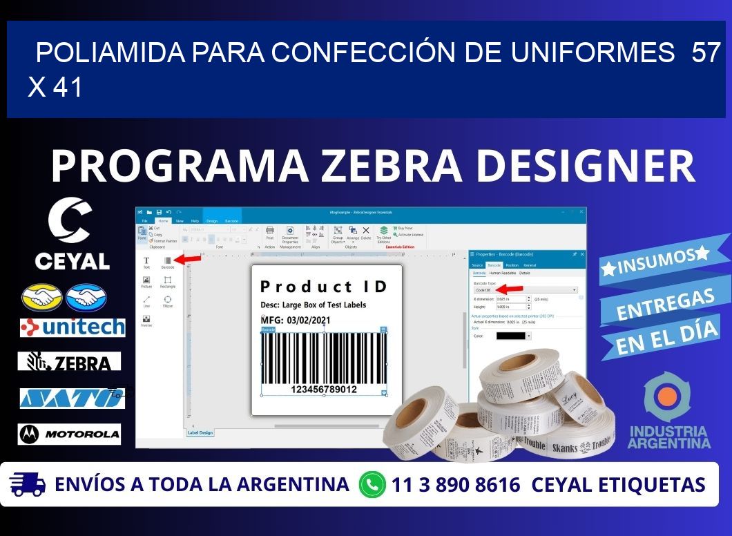 POLIAMIDA PARA CONFECCIÓN DE UNIFORMES  57 x 41