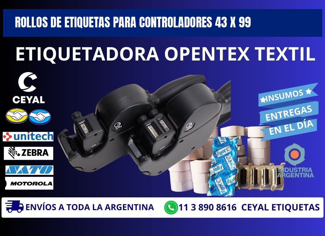 ROLLOS DE ETIQUETAS PARA CONTROLADORES 43 x 99