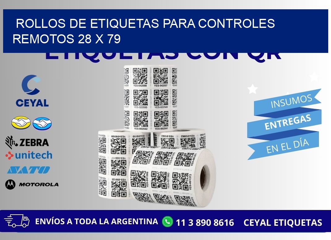 ROLLOS DE ETIQUETAS PARA CONTROLES REMOTOS 28 x 79